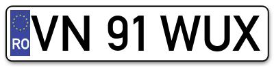 Placuta inmatriculare numar auto  VN-91-WUX, VN 91 WUX, VN91WUX