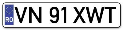 Placuta inmatriculare numar auto  VN-91-XWT, VN 91 XWT, VN91XWT