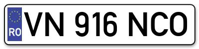 Placuta inmatriculare numar auto  VN-916-NCO, VN 916 NCO, VN916NCO