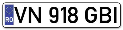 Placuta inmatriculare numar auto  VN-918-GBI, VN 918 GBI, VN918GBI