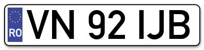 Placuta inmatriculare numar auto  VN-92-IJB, VN 92 IJB, VN92IJB