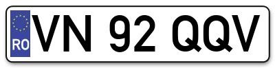 Placuta inmatriculare numar auto  VN-92-QQV, VN 92 QQV, VN92QQV
