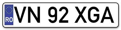 Placuta inmatriculare numar auto  VN-92-XGA, VN 92 XGA, VN92XGA