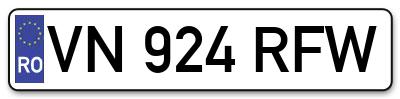 Placuta inmatriculare numar auto  VN-924-RFW, VN 924 RFW, VN924RFW