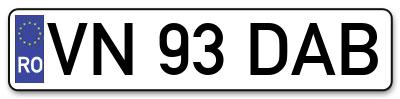 Placuta inmatriculare numar auto  VN-93-DAB, VN 93 DAB, VN93DAB