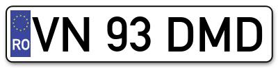 Placuta inmatriculare numar auto  VN-93-DMD, VN 93 DMD, VN93DMD
