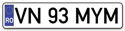 Placuta inmatriculare numar auto  VN-93-MYM, VN 93 MYM, VN93MYM