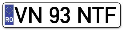 Placuta inmatriculare numar auto  VN-93-NTF, VN 93 NTF, VN93NTF