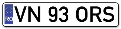 Placuta inmatriculare numar auto  VN-93-ORS, VN 93 ORS, VN93ORS