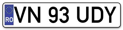 Placuta inmatriculare numar auto  VN-93-UDY, VN 93 UDY, VN93UDY