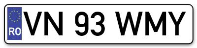 Placuta inmatriculare numar auto  VN-93-WMY, VN 93 WMY, VN93WMY