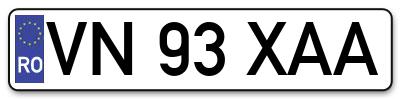 Placuta inmatriculare numar auto  VN-93-XAA, VN 93 XAA, VN93XAA