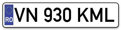 Placuta inmatriculare numar auto  VN-930-KML, VN 930 KML, VN930KML