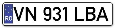 Placuta inmatriculare numar auto  VN-931-LBA, VN 931 LBA, VN931LBA