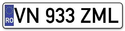 Placuta inmatriculare numar auto  VN-933-ZML, VN 933 ZML, VN933ZML
