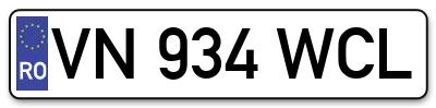 Placuta inmatriculare numar auto  VN-934-WCL, VN 934 WCL, VN934WCL