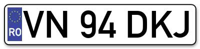 Placuta inmatriculare numar auto  VN-94-DKJ, VN 94 DKJ, VN94DKJ