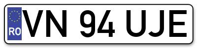 Placuta inmatriculare numar auto  VN-94-UJE, VN 94 UJE, VN94UJE