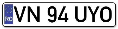 Placuta inmatriculare numar auto  VN-94-UYO, VN 94 UYO, VN94UYO