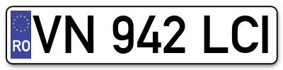 Placuta inmatriculare numar auto  VN-942-LCI, VN 942 LCI, VN942LCI