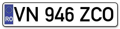 Placuta inmatriculare numar auto  VN-946-ZCO, VN 946 ZCO, VN946ZCO