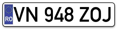 Placuta inmatriculare numar auto  VN-948-ZOJ, VN 948 ZOJ, VN948ZOJ