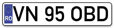 Placuta inmatriculare numar auto  VN-95-OBD, VN 95 OBD, VN95OBD