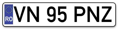 Placuta inmatriculare numar auto  VN-95-PNZ, VN 95 PNZ, VN95PNZ