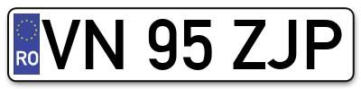 Placuta inmatriculare numar auto  VN-95-ZJP, VN 95 ZJP, VN95ZJP