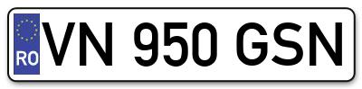 Placuta inmatriculare numar auto  VN-950-GSN, VN 950 GSN, VN950GSN