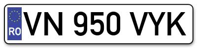 Placuta inmatriculare numar auto  VN-950-VYK, VN 950 VYK, VN950VYK