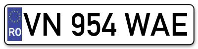 Placuta inmatriculare numar auto  VN-954-WAE, VN 954 WAE, VN954WAE