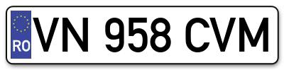 Placuta inmatriculare numar auto  VN-958-CVM, VN 958 CVM, VN958CVM