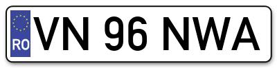 Placuta inmatriculare numar auto  VN-96-NWA, VN 96 NWA, VN96NWA