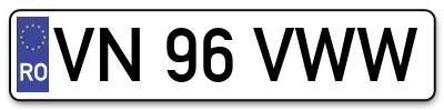 Placuta inmatriculare numar auto  VN-96-VWW, VN 96 VWW, VN96VWW