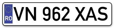 Placuta inmatriculare numar auto  VN-962-XAS, VN 962 XAS, VN962XAS