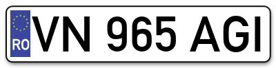 Placuta inmatriculare numar auto  VN-965-AGI, VN 965 AGI, VN965AGI