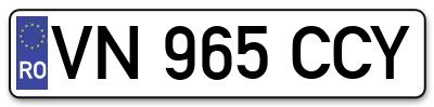 Placuta inmatriculare numar auto  VN-965-CCY, VN 965 CCY, VN965CCY