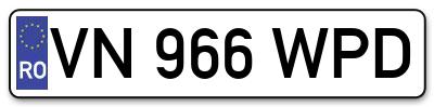Placuta inmatriculare numar auto  VN-966-WPD, VN 966 WPD, VN966WPD