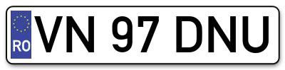 Placuta inmatriculare numar auto  VN-97-DNU, VN 97 DNU, VN97DNU