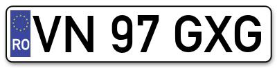 Placuta inmatriculare numar auto  VN-97-GXG, VN 97 GXG, VN97GXG