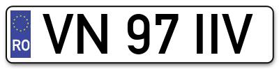 Placuta inmatriculare numar auto  VN-97-IIV, VN 97 IIV, VN97IIV
