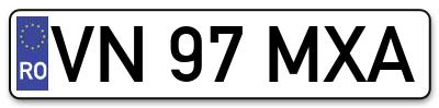 Placuta inmatriculare numar auto  VN-97-MXA, VN 97 MXA, VN97MXA