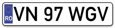 Placuta inmatriculare numar auto  VN-97-WGV, VN 97 WGV, VN97WGV