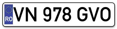 Placuta inmatriculare numar auto  VN-978-GVO, VN 978 GVO, VN978GVO