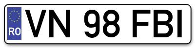 Placuta inmatriculare numar auto  VN-98-FBI, VN 98 FBI, VN98FBI