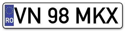 Placuta inmatriculare numar auto  VN-98-MKX, VN 98 MKX, VN98MKX