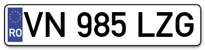 Placuta inmatriculare numar auto  VN-985-LZG, VN 985 LZG, VN985LZG