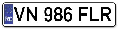 Placuta inmatriculare numar auto  VN-986-FLR, VN 986 FLR, VN986FLR