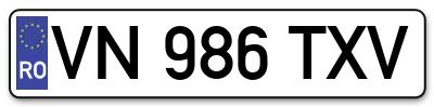 Placuta inmatriculare numar auto  VN-986-TXV, VN 986 TXV, VN986TXV